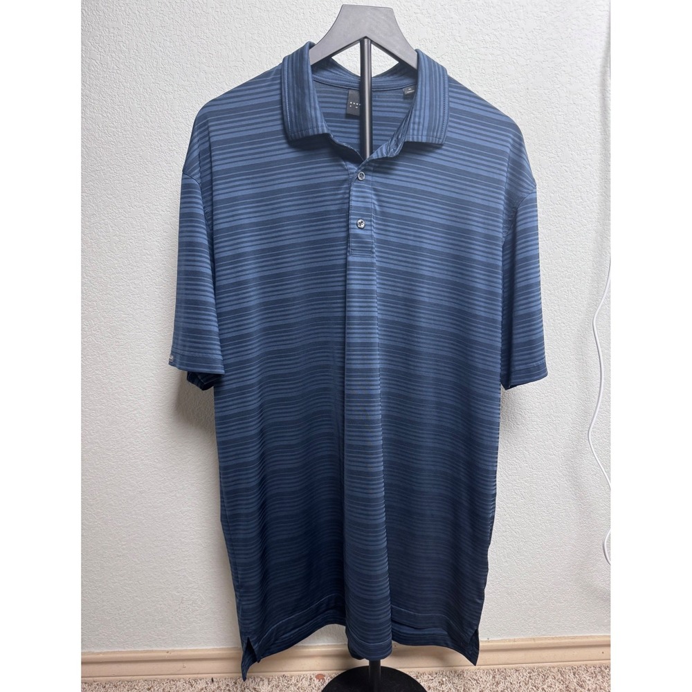 Dunning Golf Mens XL Blue Striped Performance Polo Shirt Casual Lightweight